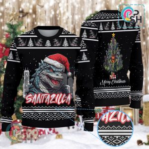 SantaZilla Godzilla Christmas Knitted Sweater