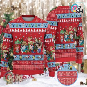 Snoopy Christmas Coffee Cups Christmas Knitted Sweater