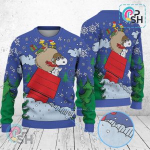 Snoopy & Woodstock In Red Baron Gear Christmas Knitted Sweater