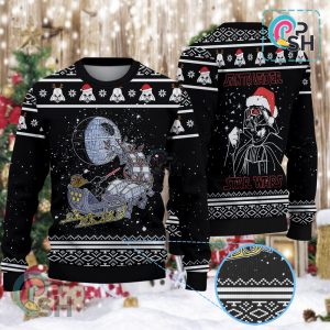 Star Wars Santa Darth Vader Open Sleigh Christmas Lights Knitted Sweater