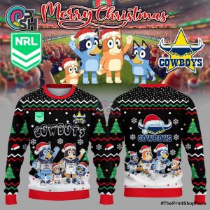 Cowboys Bluey and Bingo Christmas in July Ugly Sweater