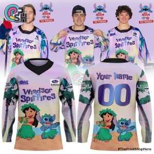 Custom Windsor Spitfires Lilo & Stitch Hockey Jersey