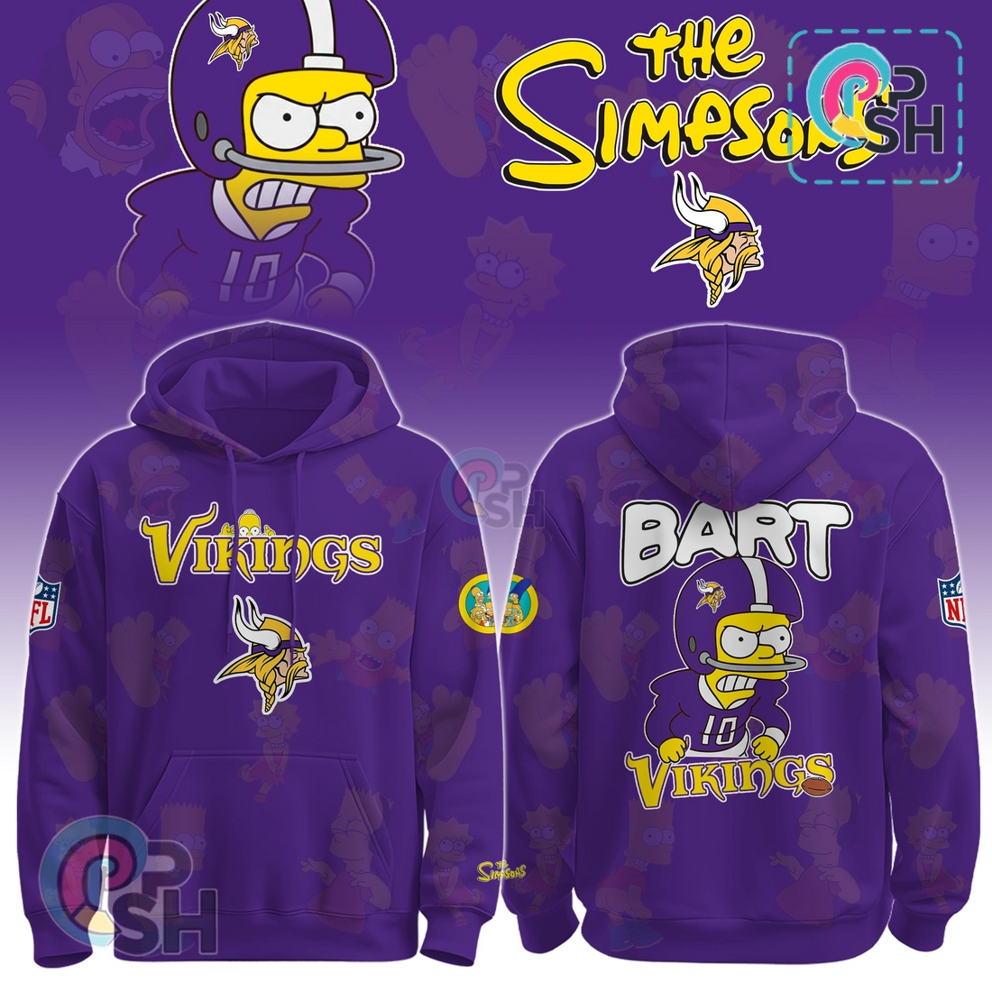 Minnesota Vikings NFL The Simpson Limited Edition Hoodie And Cap Minnesota Vikings NFL The Simpson Limited Edition Hoodie And Cap