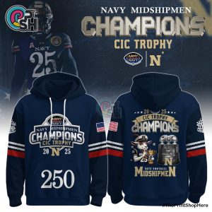 Navy Midshipmen Back-to-Back CIC Trophy Champions 2025 Hoodie, Pants
