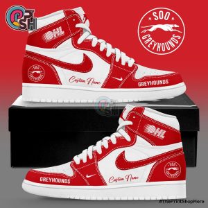 Soo Greyhounds Custom Name Air Jordan 1 Shoes