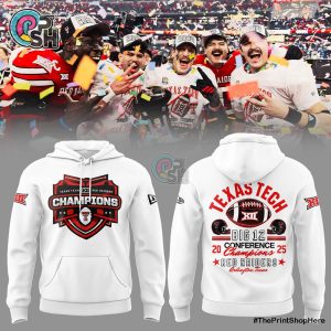 Texas Tech Red Raiders 2025 Champions White Hoodie, Cap